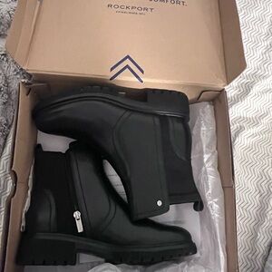 Rockport Black Leather Boots with Zipper